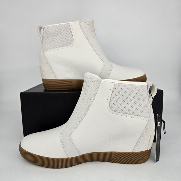 New Sorel Out N About Pull On Wedge Booties Leather Boots Women's Size 7.5 - Picture 6 of 8